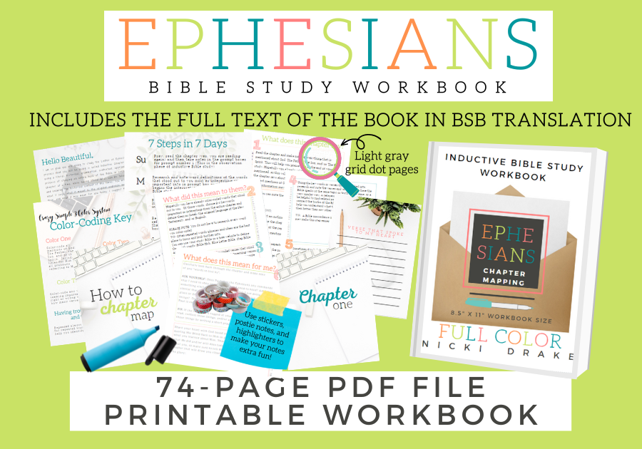 Ephesians Chapter Mapping Workbook FULL COLOR- Digital/Printable for Free Printable Bible Study On Ephesians